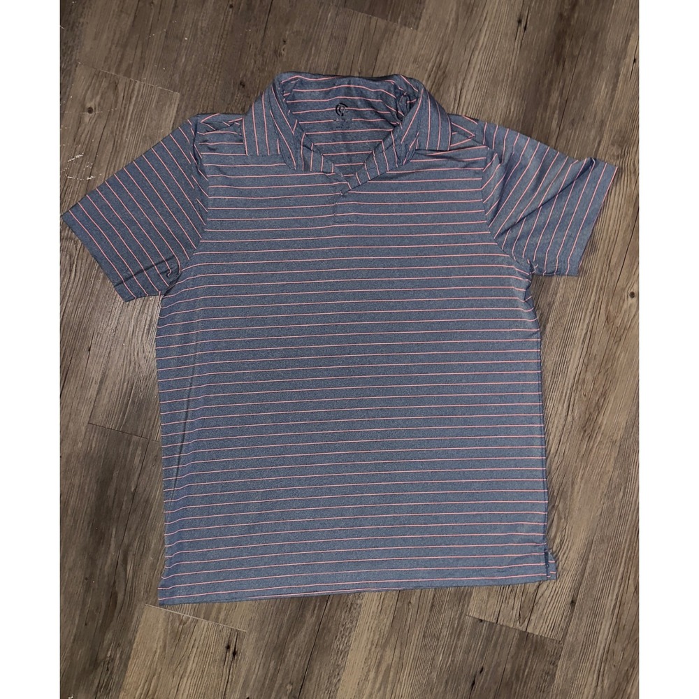 Champion C9 Duo Dry Mens Large Blue Orange Striped Golf Polo Shirt Short Sleeve‎